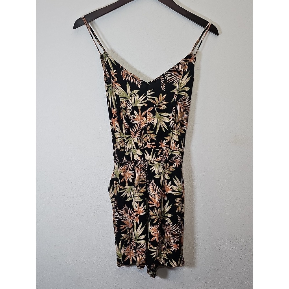 American Eagle Multicolor With Leaves Print V Neck Romper Playsuit Size S